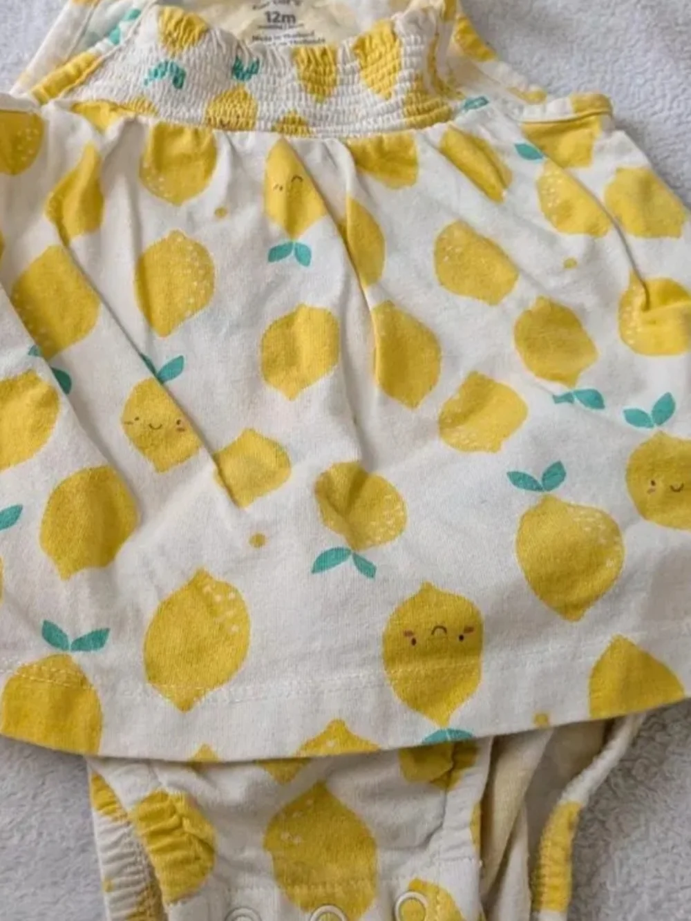Carter's White Lemon-Print Dress with Matching Bloomers Size 12 Months